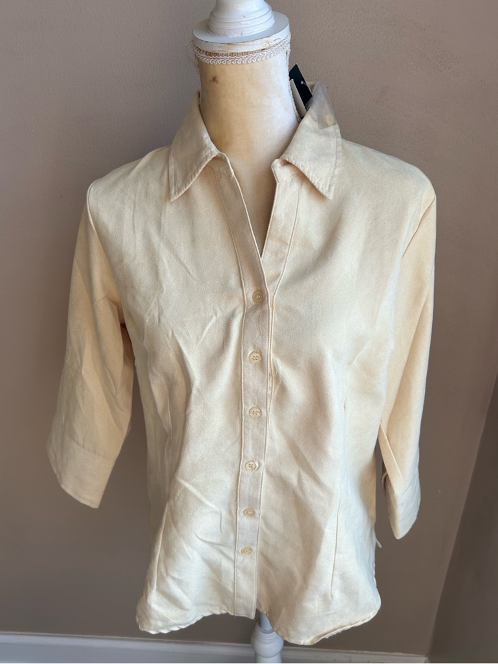 Lemon Grass Studio Suede Shirt Collared New Butter Yellow  Sz M 4122
